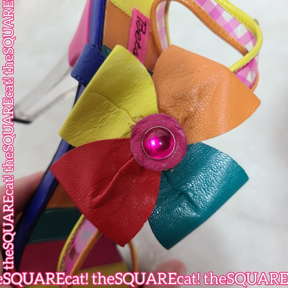 Betseyville π Rainbow jem flowers clear gingham straps lucite high heels y2k π - Picture 13 of 14